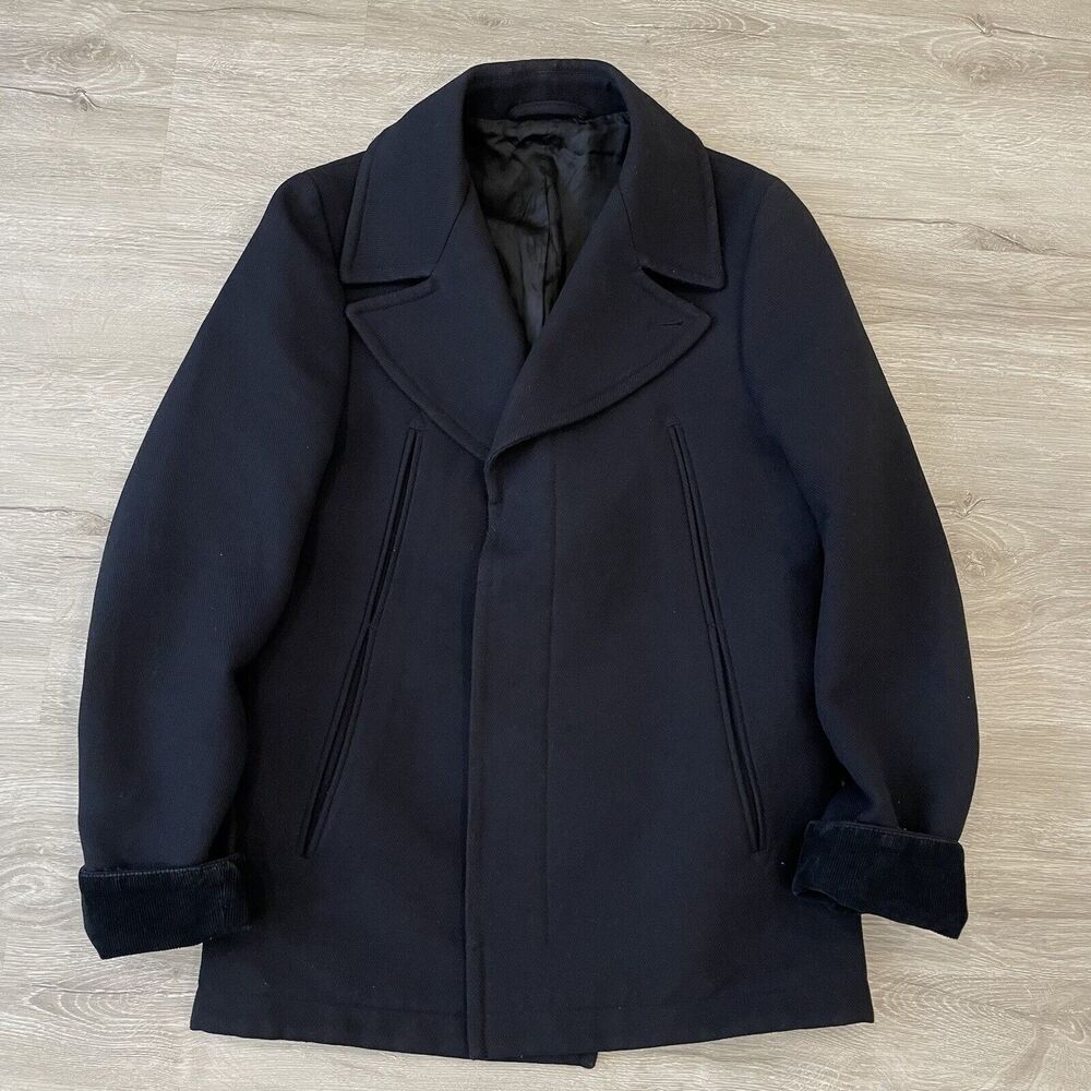 Maison Martin Margiela Mens Wool Blend Car Coat Peacoat Blue Size 48IT/38US